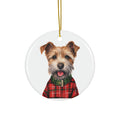 Dog With Christmas Sweater Ceramic Disc Ornament         Item #1452348 - Buckshot's Bargain Barn