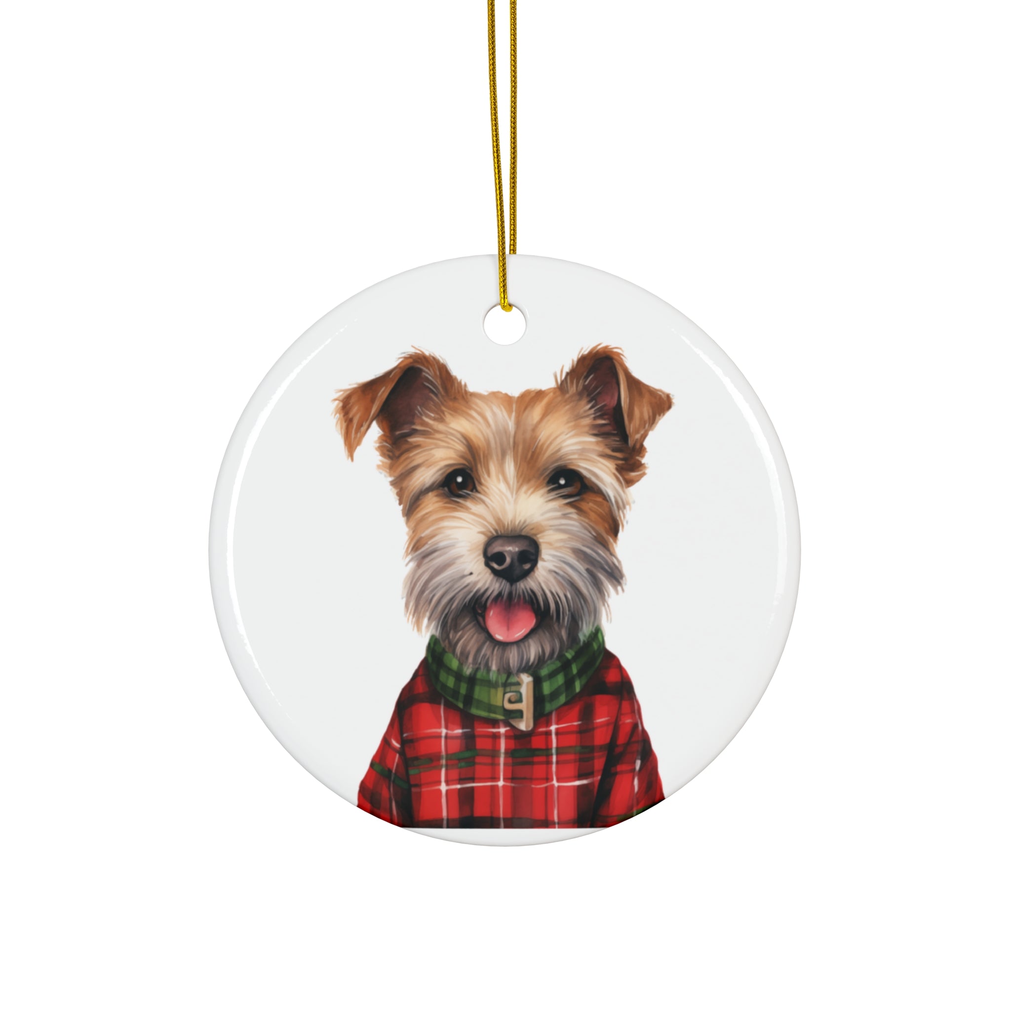Dog With Christmas Sweater Ceramic Disc Ornament         Item #1452348 - Buckshot's Bargain Barn