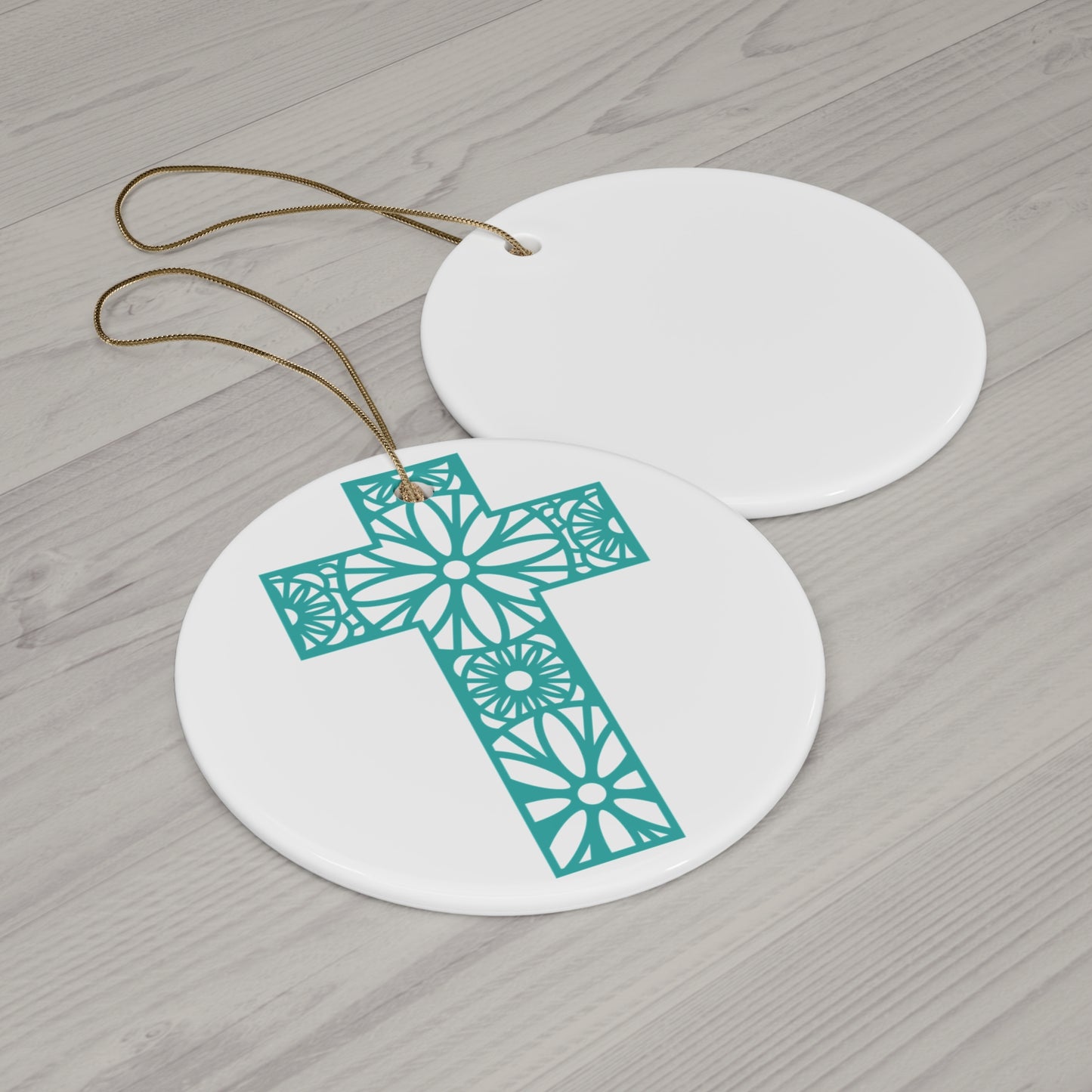 Cross Ceramic Disc Ornament      Item #330057