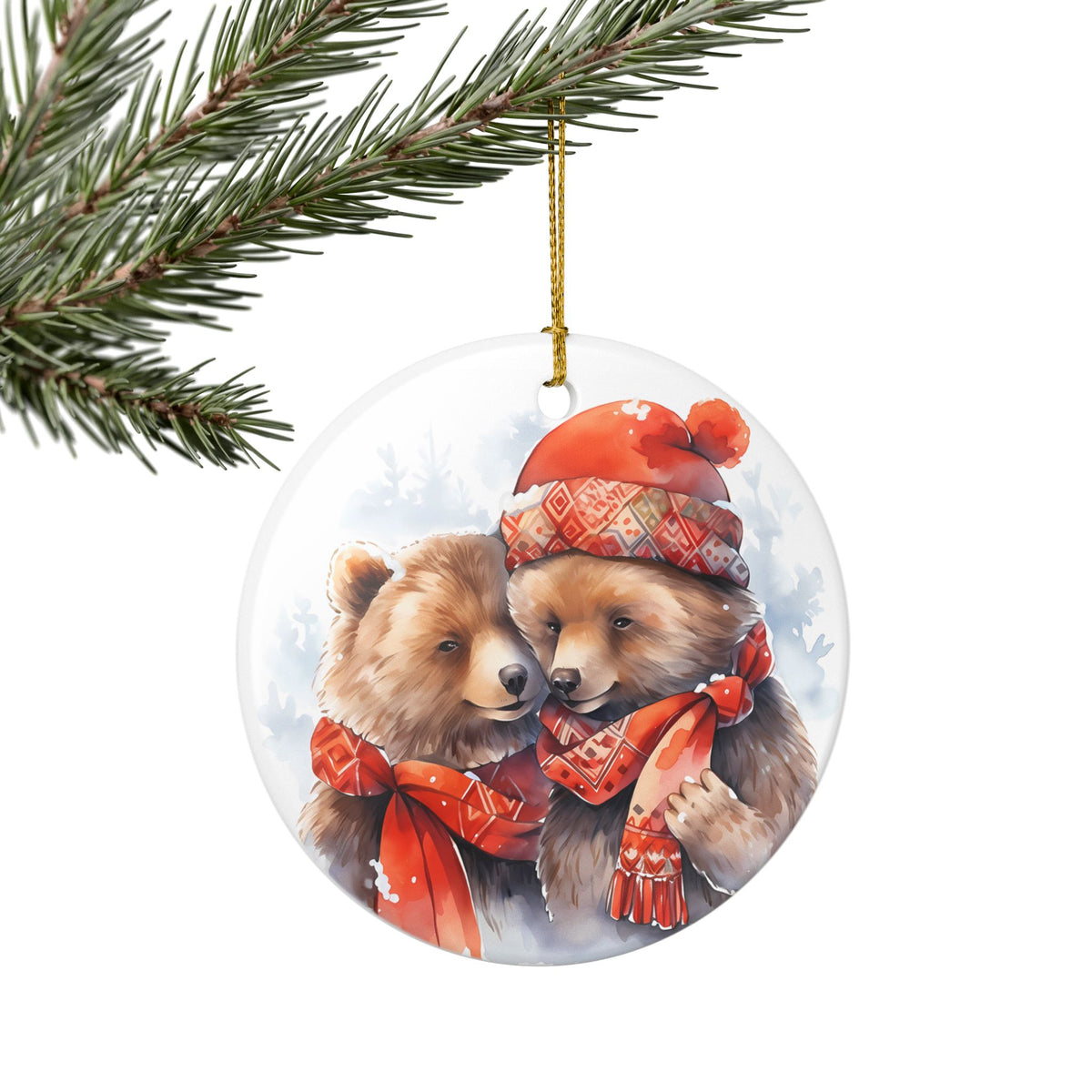 Woodland Bear Couple Christmas Ornament    Item #9274
