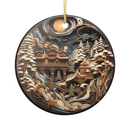 Winter Mountain Village Ceramic Ornament   Item #69752