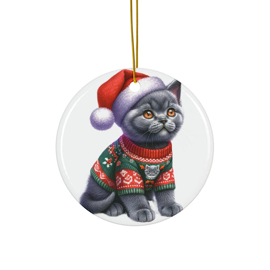 Ceramic Ornament - Chartreux Christmas Kitten     Item #321678