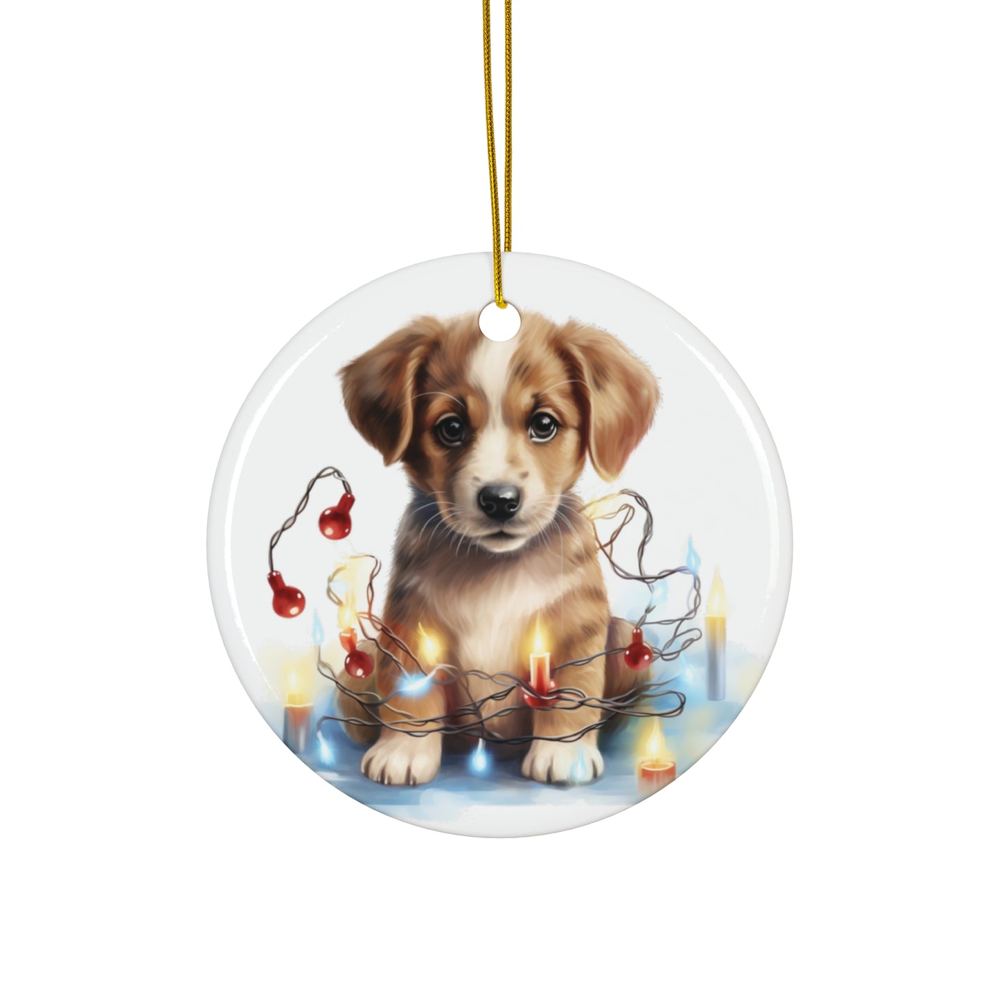 Christmas Dog Ceramic Disc Ornament             Item #6169702