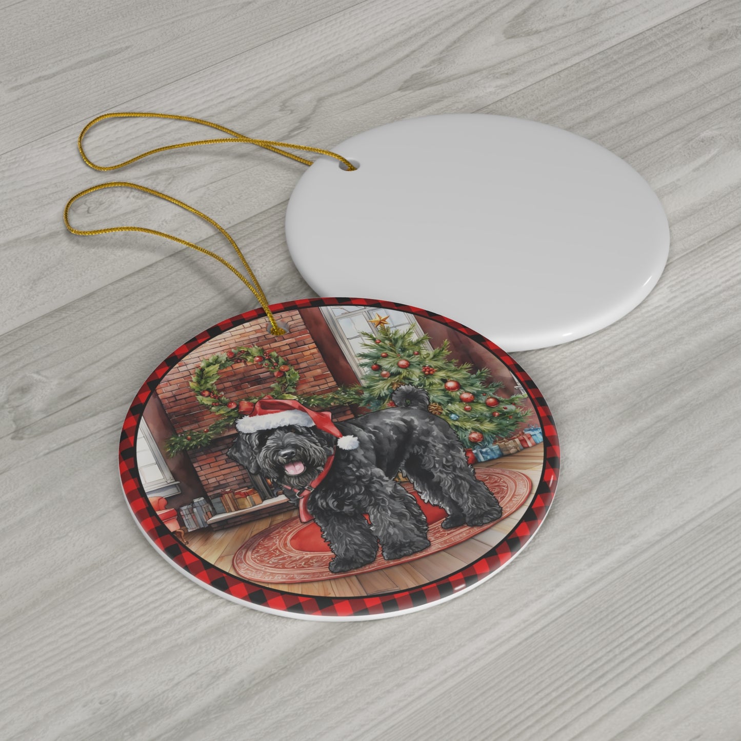 Black Russian Terrier Christmas Dog Ceramic Disc Ornament         Item #541077