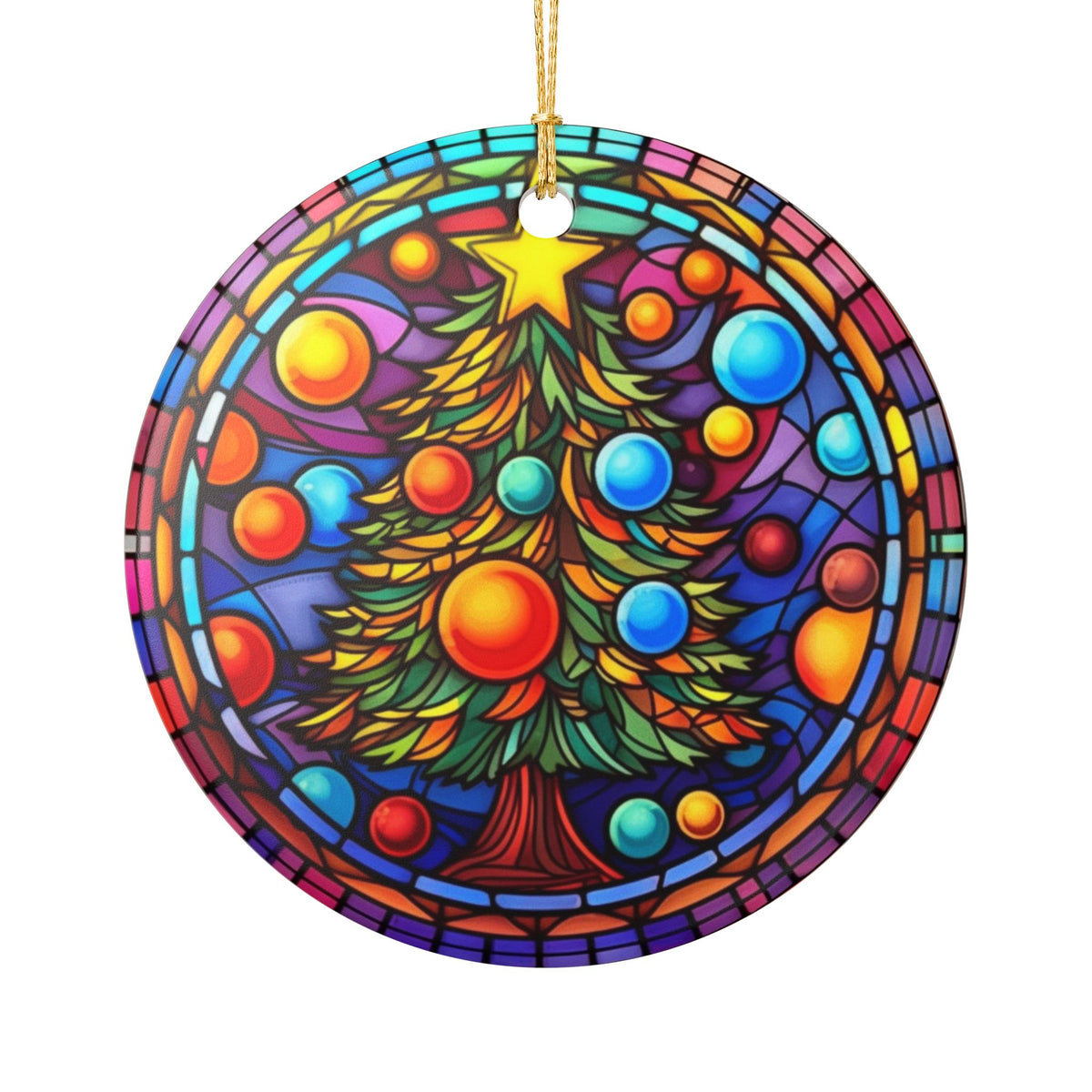 Colorful Stained Glass Christmas Tree Ceramic Ornament   Item #731784