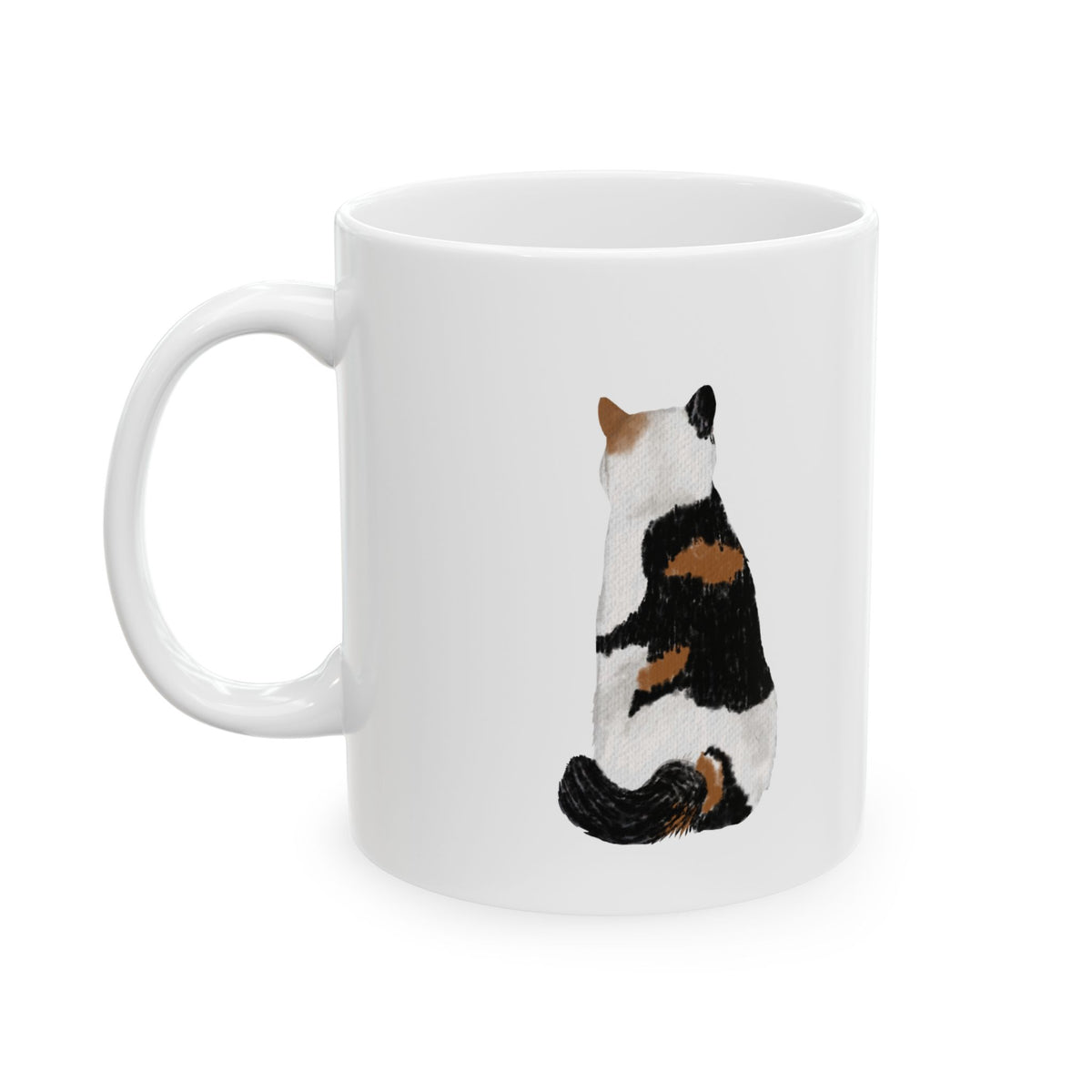 Calico Cat Ceramic Mug – Cute Cat Illustration Coffee Cup 11oz    Item #803