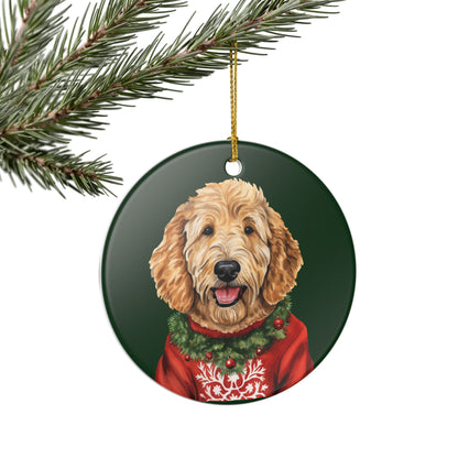 Christmas Goldendoodle Dog Ceramic Ornament   Item #369339