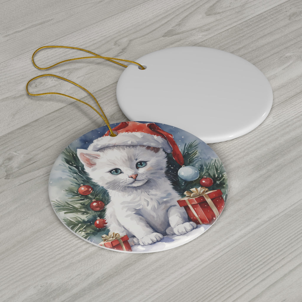 Ceramic Ornament - Christmas Cat     Item #8070601