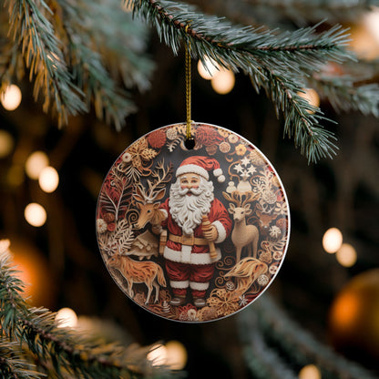 Santa and Woodland Animals Christmas Ceramic Ornament   Item #965257