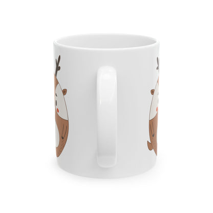 Reindeer Cute Christmas Mug – Holiday Ceramic Coffee Cup 11oz     Item #3952