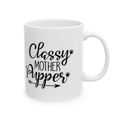 Ceramic Mug — "Classy Mother of Puppies" Cute Paw-Print Coffee Cup  11oz   Item #930889