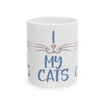 I Love My Cats Ceramic Mug – Cute Cat Face Coffee Cup 11oz    Item #188255