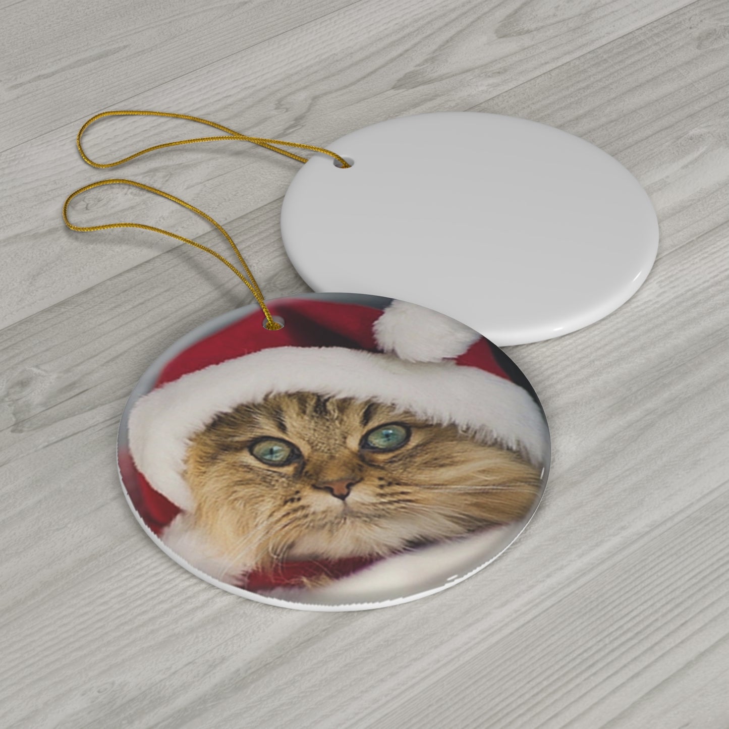 Christmas Cat Ceramic Disc Ornament         Item #7535687