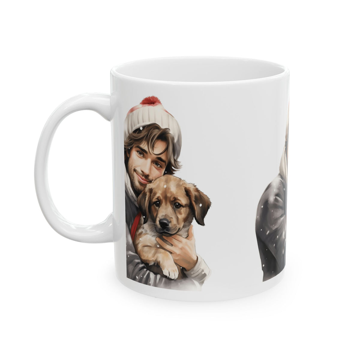 Christmas Cozy Man with Puppy Ceramic Mug 11oz   Item #811398