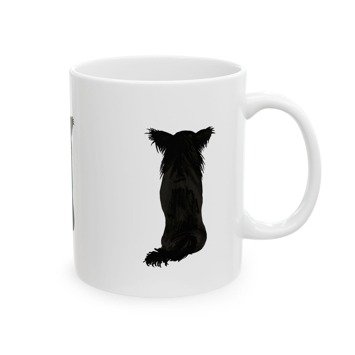 Black Dog Silhouette Mug — Cute Back-Facing Puppy Ceramic Coffee Cup  11oz    Item #459306