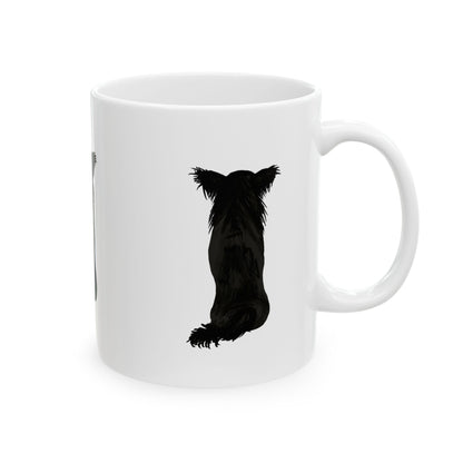 Black Dog Silhouette Mug — Cute Back-Facing Puppy Ceramic Coffee Cup  11oz    Item #459306