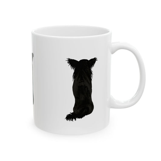 Black Dog Silhouette Mug — Cute Back-Facing Puppy Ceramic Coffee Cup  11oz    Item #459306