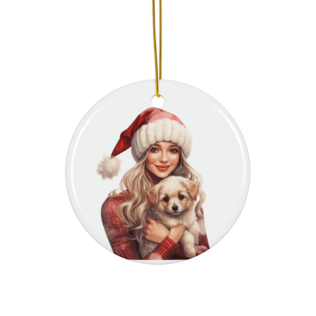 Christmas Dog Ceramic Disc Ornament               Item #4611813