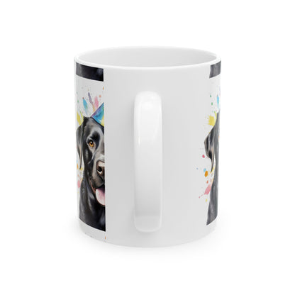 Black Labrador Birthday Party Mug – Cute Dog Portrait Ceramic Coffee Cup 11oz   Item #23832