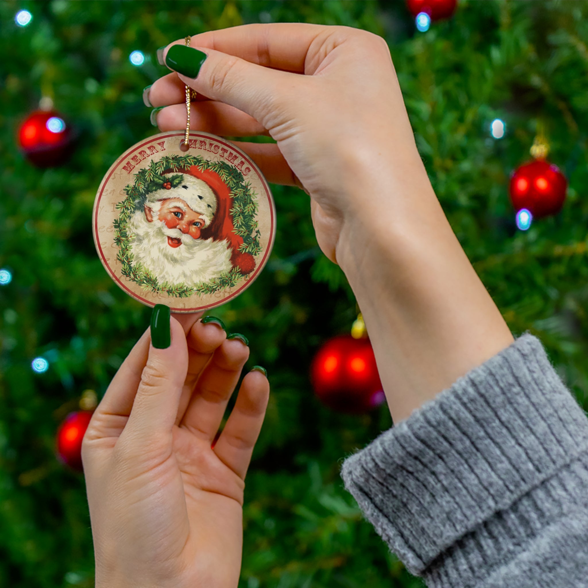 Santa Ceramic Disc Ornament         Item #7582203