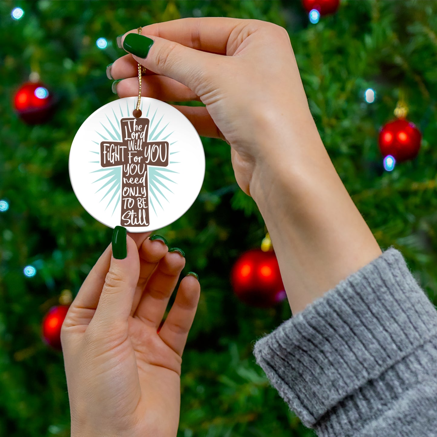 Cross Ceramic Disc Ornament      Item #9592718