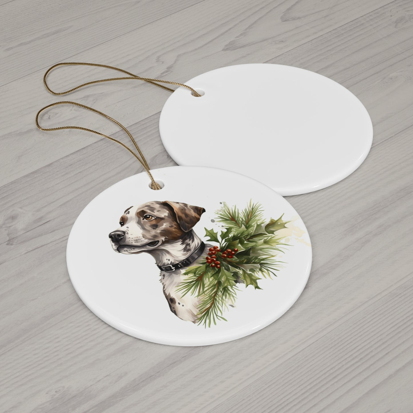 Christmas Dog Ceramic Disc Ornament               Item #868569