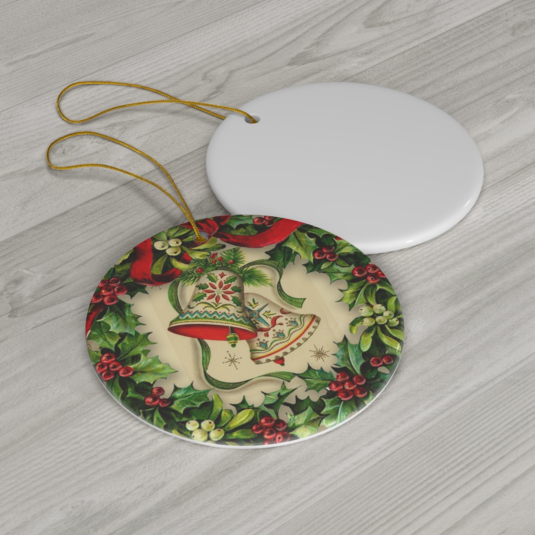 Wreath Bells Ceramic Disc Ornament         Item #8837124 - Buckshot's Bargain Barn