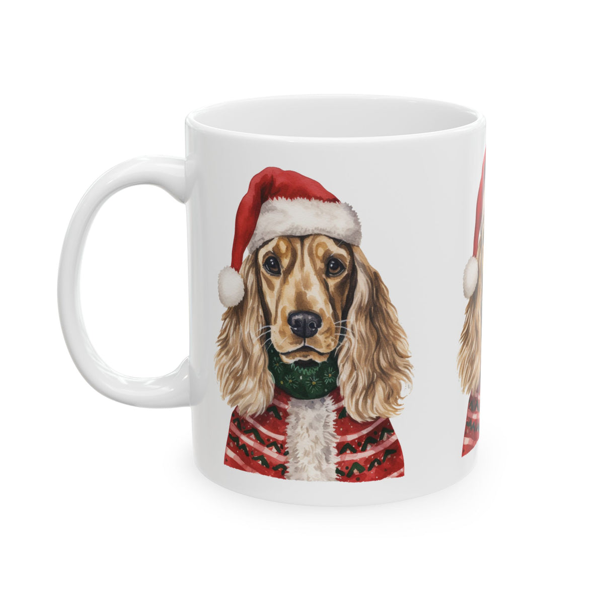 Cocker Spaniel Christmas Mug - Festive Dog in Santa Hat Ceramic Coffee Cup 11oz   Item #978881