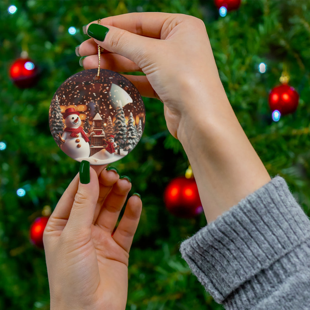 Globe Snowman Ceramic Ornament       Item #1005461