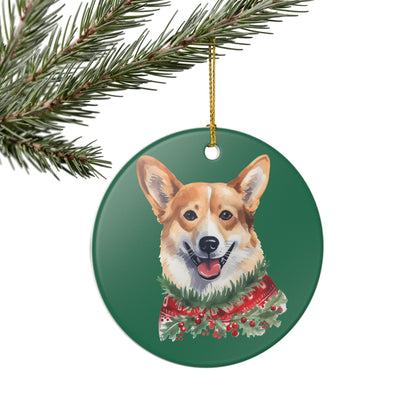 Christmas Corgi Ceramic Ornament   Item #638788