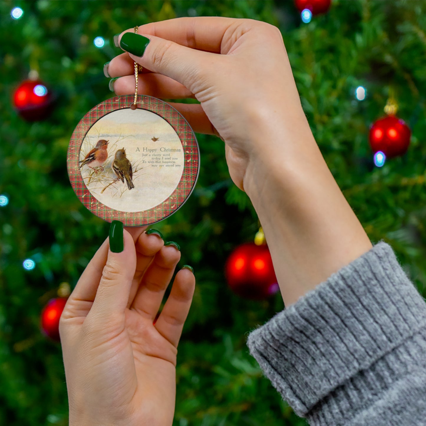 Christmas Birds Ceramic Disc Ornament         Item #1575772