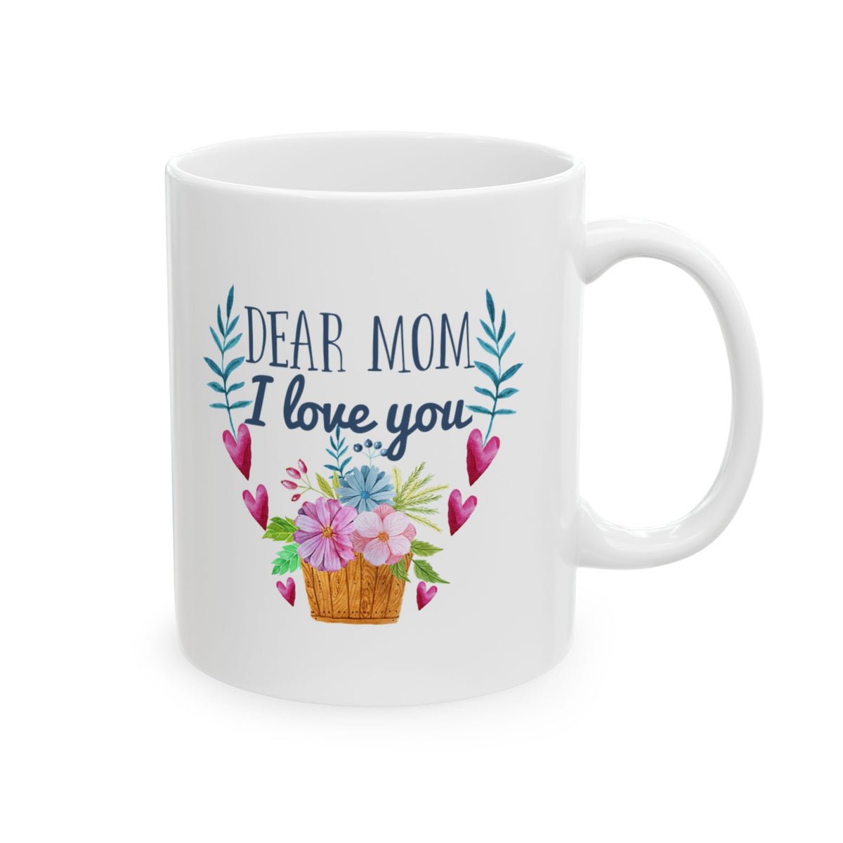 Mother’s Day Floral Mug – "Dear Mom, Thank You" Ceramic Coffee Cup 11oz     Item #952325