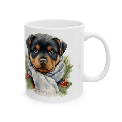 Festive Rottweiler Christmas Mug – Holiday Dog Lover Coffee Cup 11oz  Item #409874