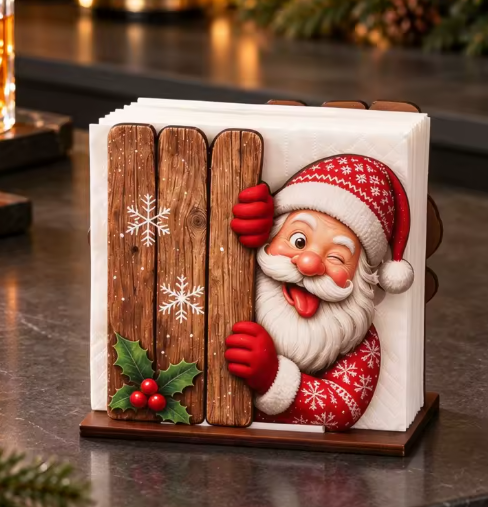 Santa Claus Wooden Napkin Holder By Santa's Creations