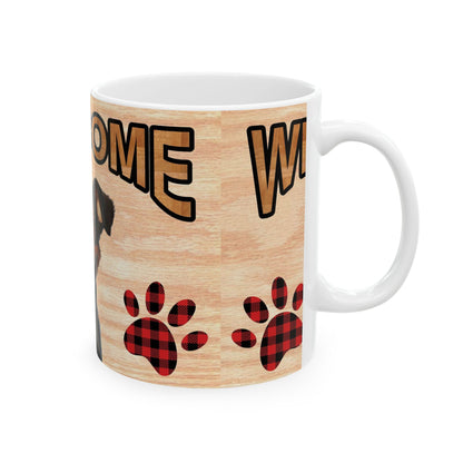 Welcome Dog Mug — Cute Happy Dog Paw Print Ceramic Coffee Cup 11oz    Item #567494