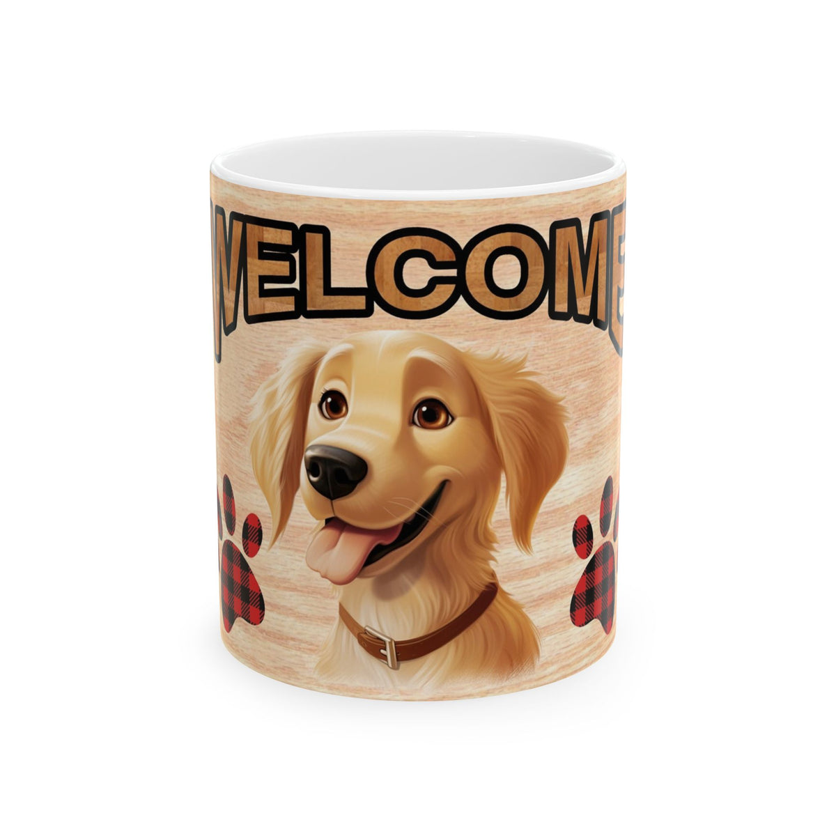 Welcome Puppy Ceramic Mug — Cute Dog Paw Print Coffee Cup 11oz   Item #962018