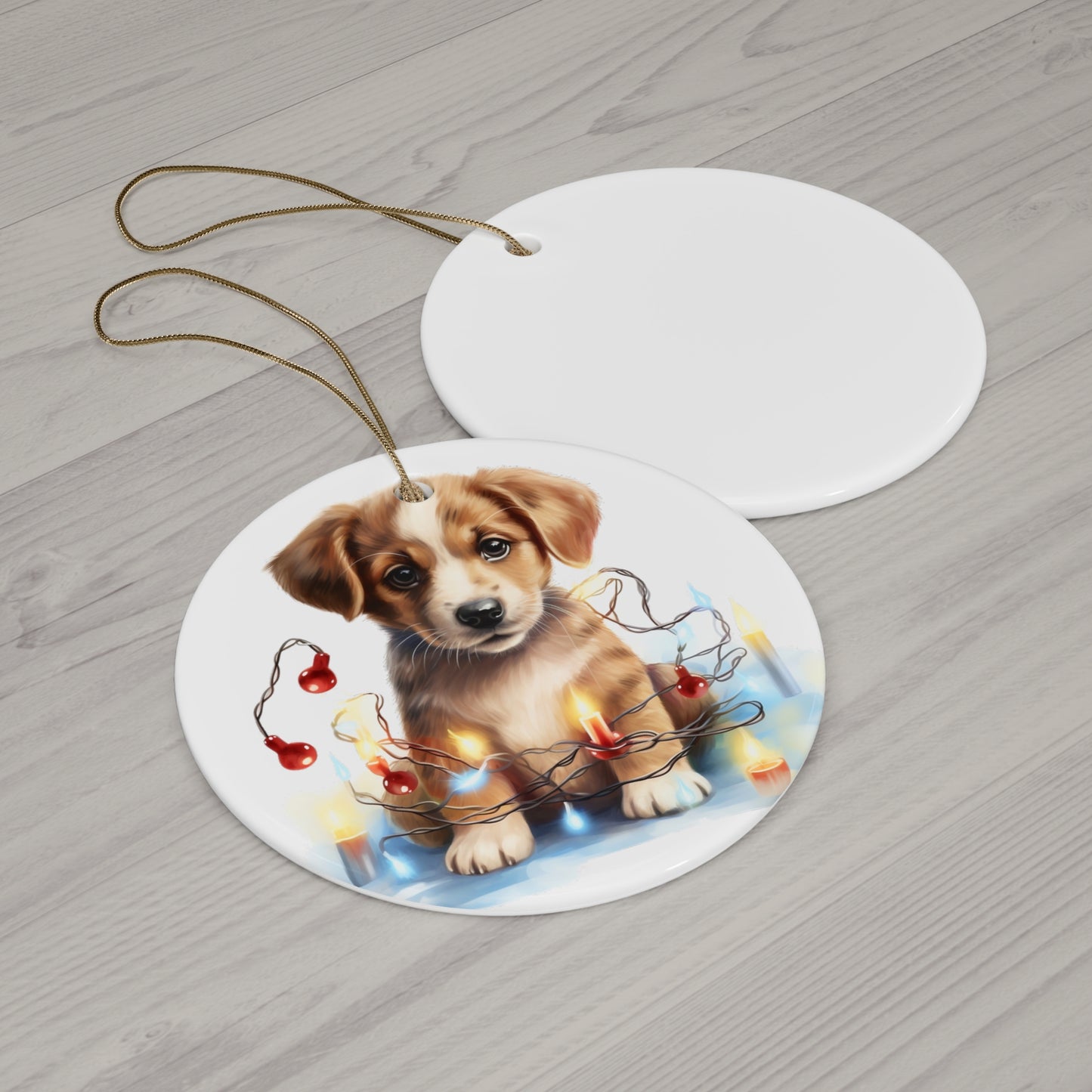 Christmas Dog Ceramic Disc Ornament             Item #6169702