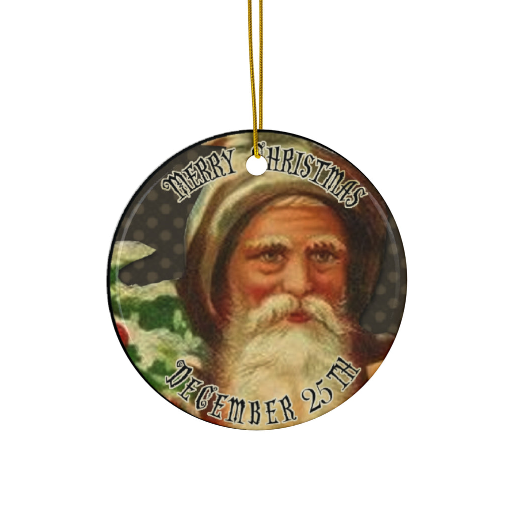 Merry Christmas Santa Ceramic Disc Ornament         Item #5103437 - Buckshot's Bargain Barn