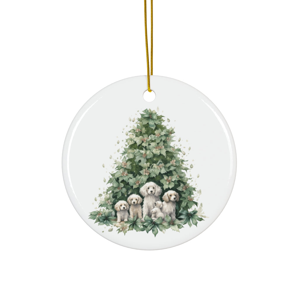 Christmas Tree Dog Ceramic Disc Ornament               Item #5992207