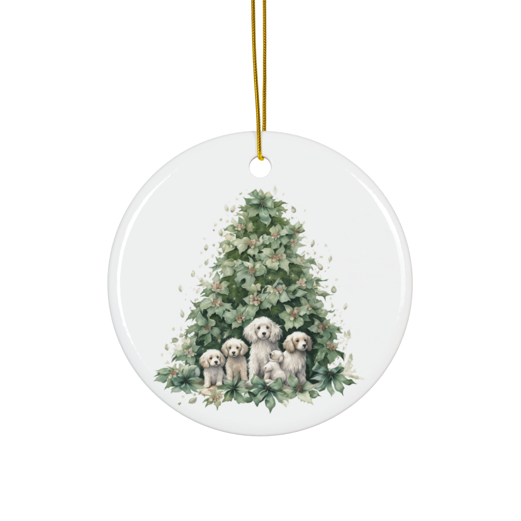 Christmas Tree Dog Ceramic Disc Ornament               Item #5992207