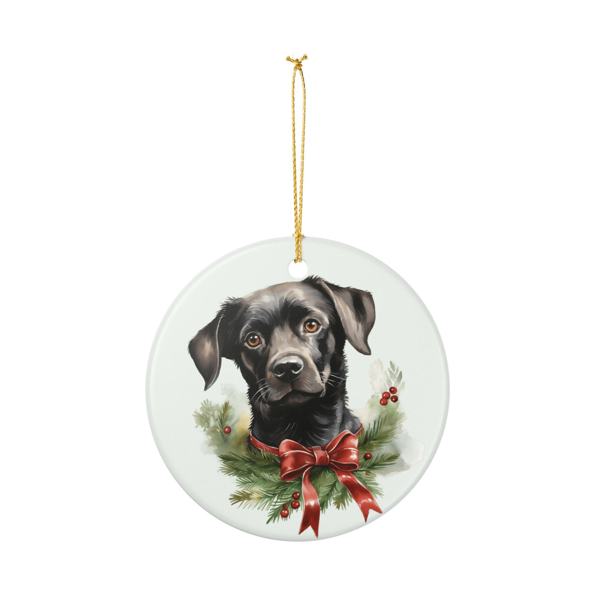 Black Labrador Christmas Ceramic Ornament     Item #222649