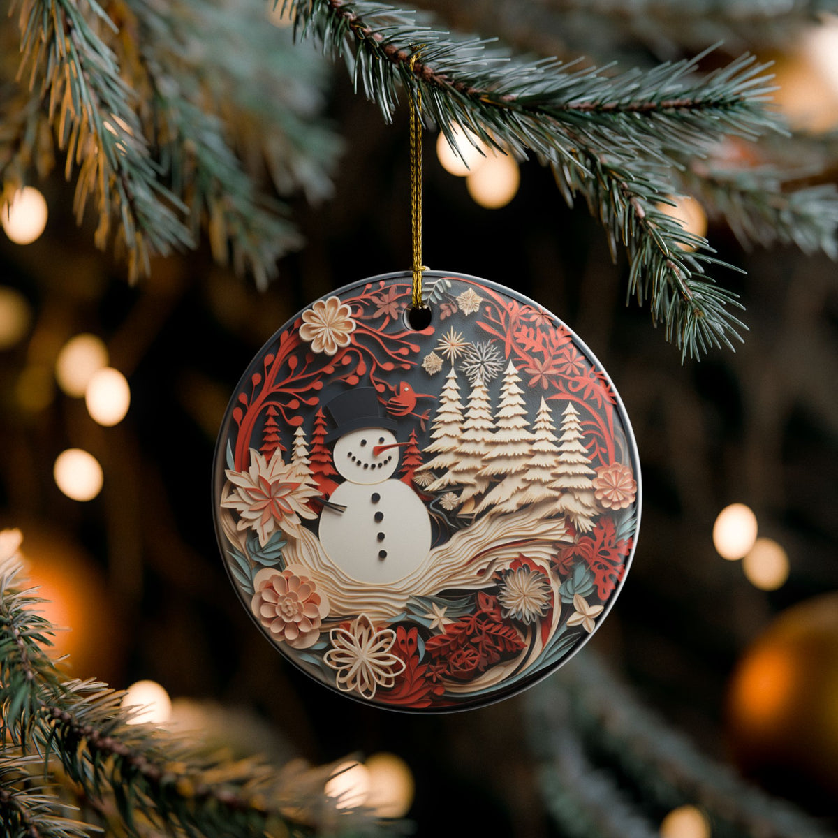 Snowman Winter Wonderland Ceramic Ornament    Item #99778