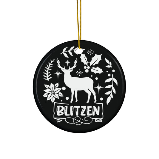 Blitzen Ceramic Disc Ornament            Item #4843146