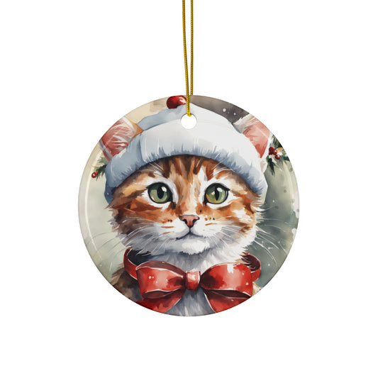 Ceramic Ornament - Christmas Cat     Item #276529