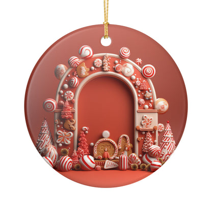 Christmas Candy Cane Gingerbread Arch Ceramic Ornament   Item #629028
