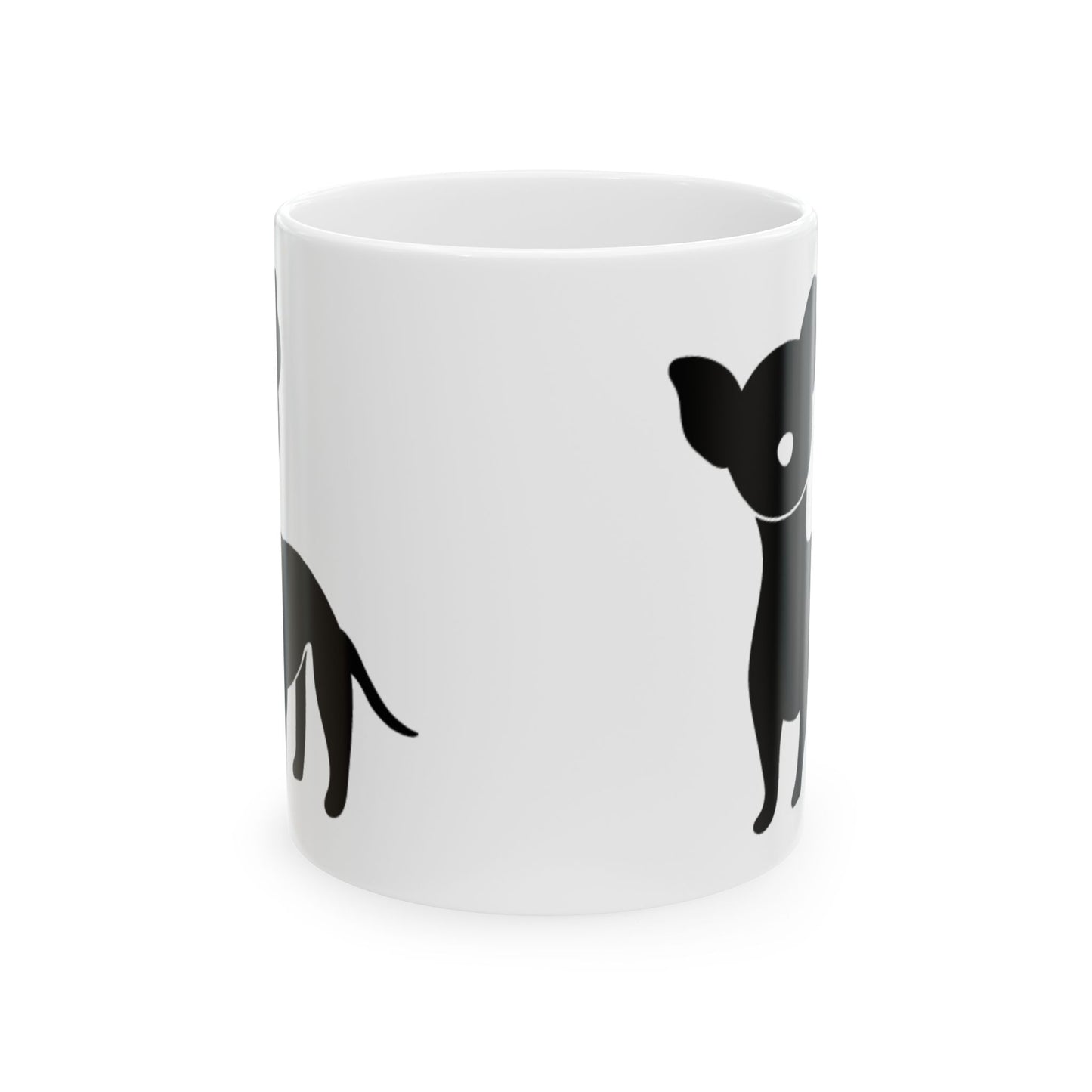 Chihuahua Silhouette Ceramic Mug – Cute Black Dog Coffee Cup 11oz   Item #679233
