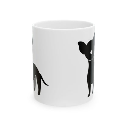 Chihuahua Silhouette Ceramic Mug – Cute Black Dog Coffee Cup 11oz   Item #679233