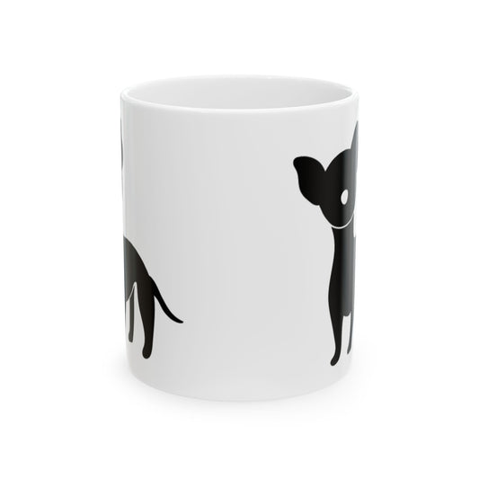 Chihuahua Silhouette Ceramic Mug – Cute Black Dog Coffee Cup 11oz   Item #679233
