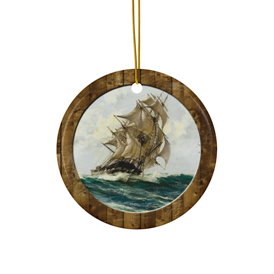 Sailing Ship Ceramic Disc Ornament      Item #575752