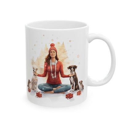 Christmas Dog Family Ceramic Mug - Cute Puppies Holiday Coffee Cup 11oz   Item #27048